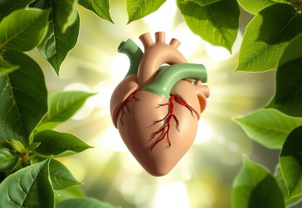 Stylizowane serce otoczone liśćmi, symbolizujące zdrowie